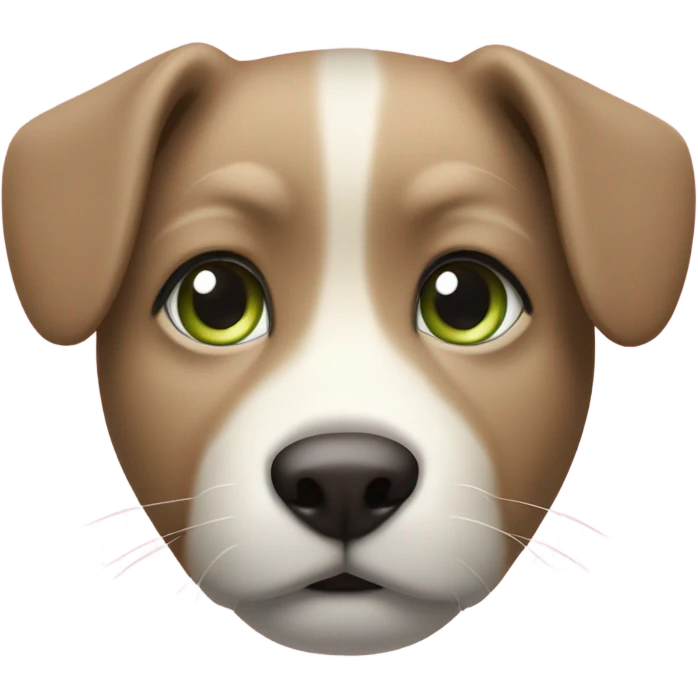 3 colors , pink nose with black spot, short hair, light brown spot on nose, light green eyes  emoji