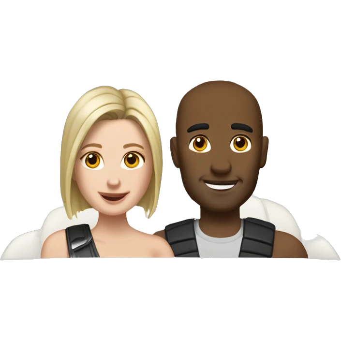 A white couple in relationship into white Range Rover  emoji