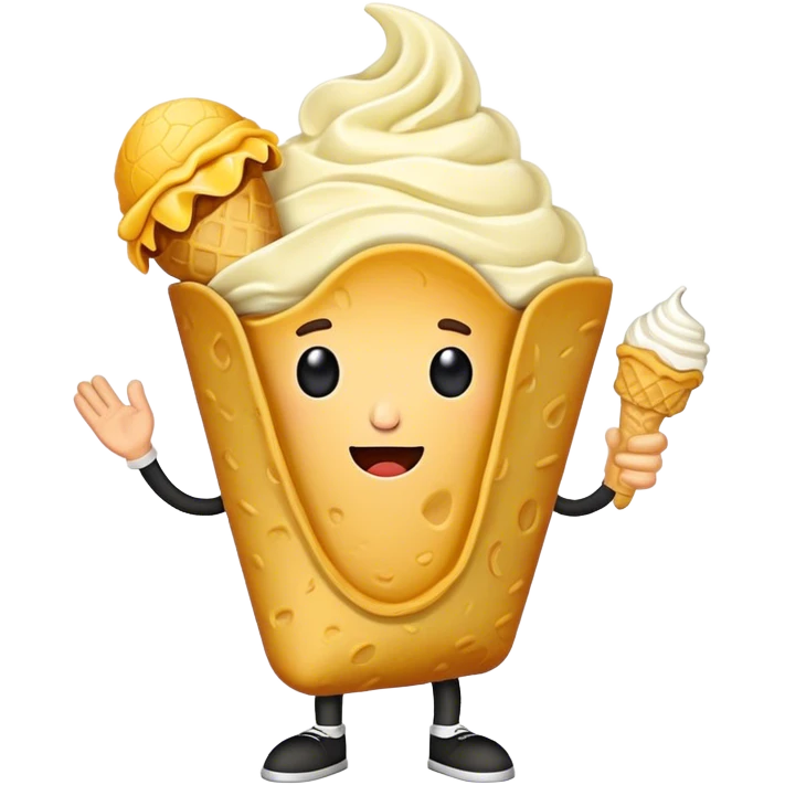 A talking and walking taco that craps ice cream emoji