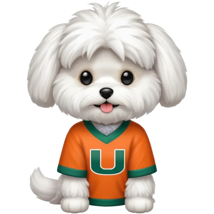 Maltese in a Miami hurricanes jersey emoji