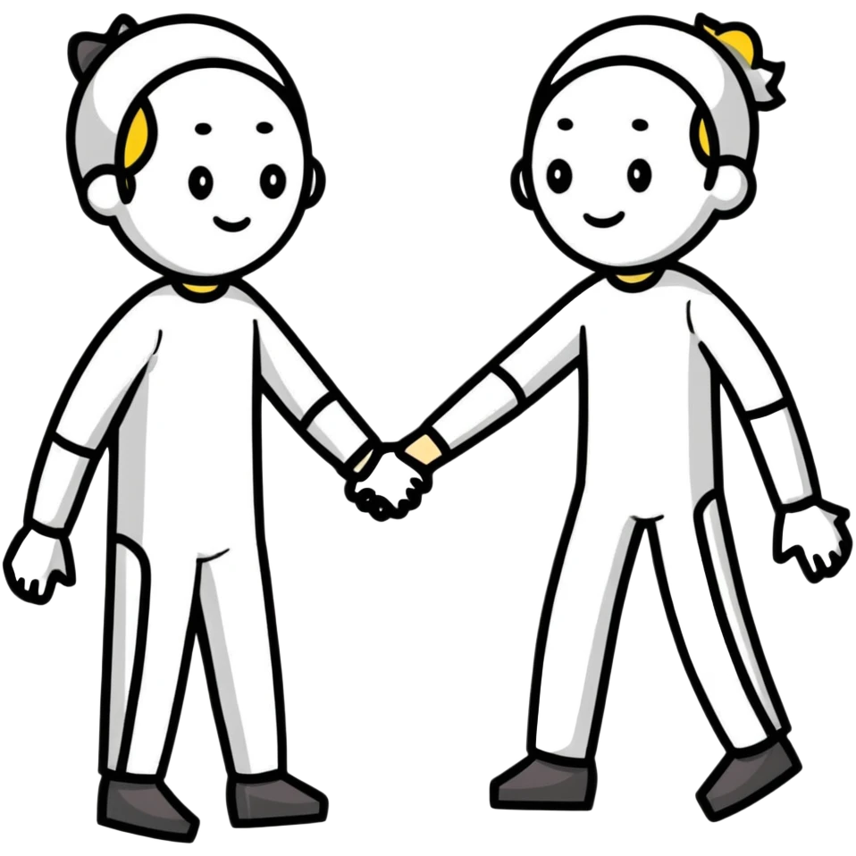 anxious and avoidant attachment styles finding middle ground during conflict, one person taking a pause but holding hands to show connection, the other respecting need for processing time emoji