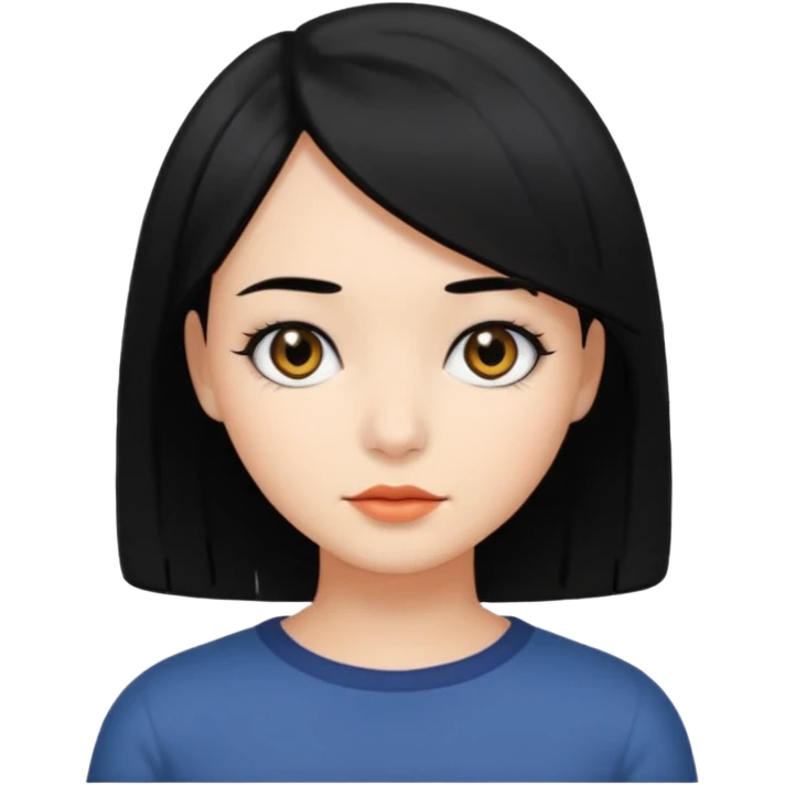 chica con pelo  negro y media melena y ojos negros emoji