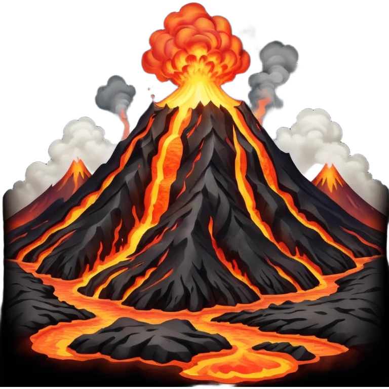 Volcano Planet, lava rivers and erupting peaks.
 emoji