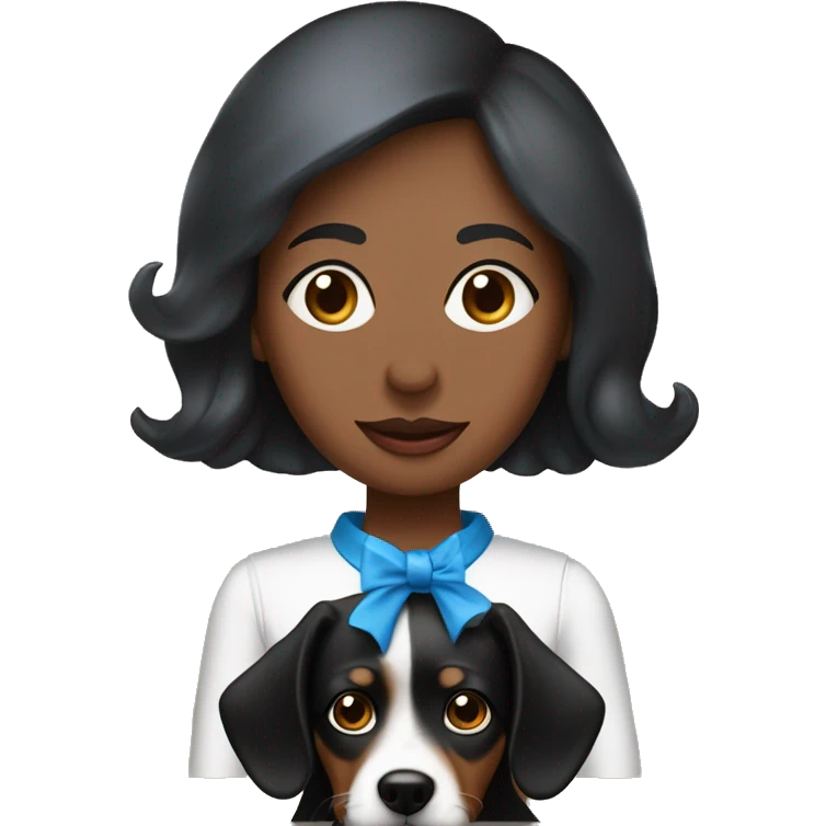 Dame a mi perrita salchicha arlequín negro con blanco y tiene el ojo dercho azul y el izquierdo marrón  emoji