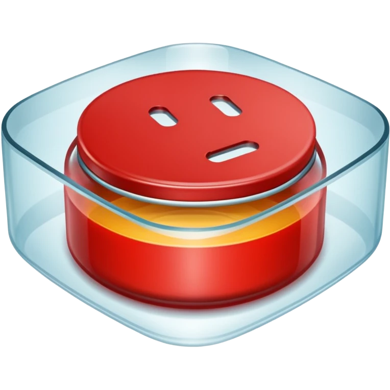 A big red round button under a square-shaped glass lid emoji