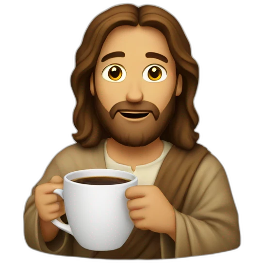 Jesus is drinking coffee emoji