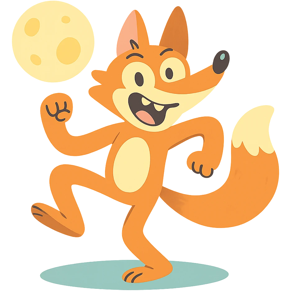 crazy fox dancing under moonlight emoji