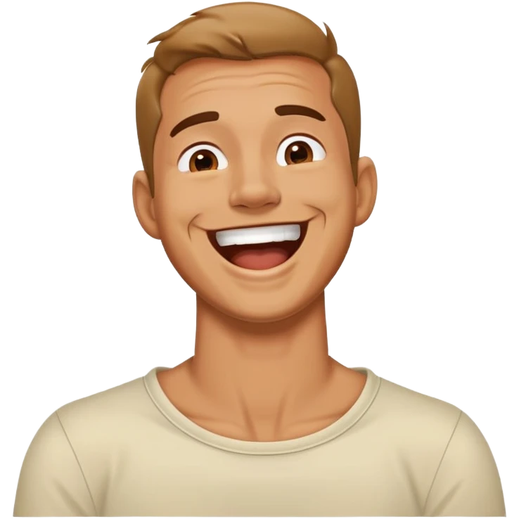 A guy holding his neck while laughing emoji