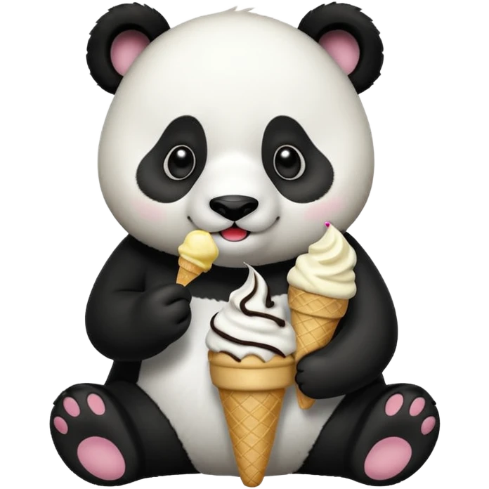 Panda eating ice cream emoji