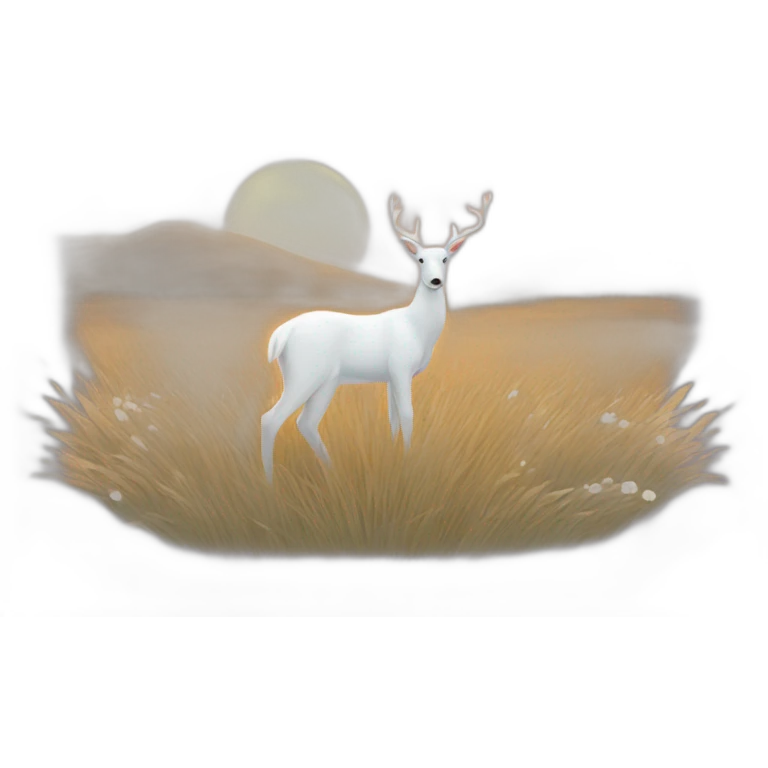 White deer dreaming in the prairie emoji