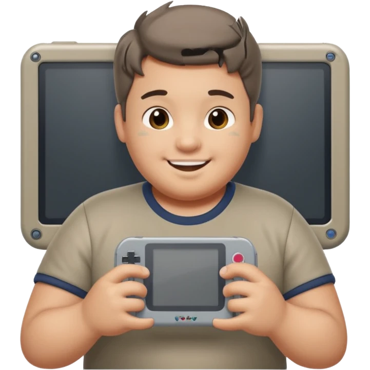 fat boy playing game boy emoji