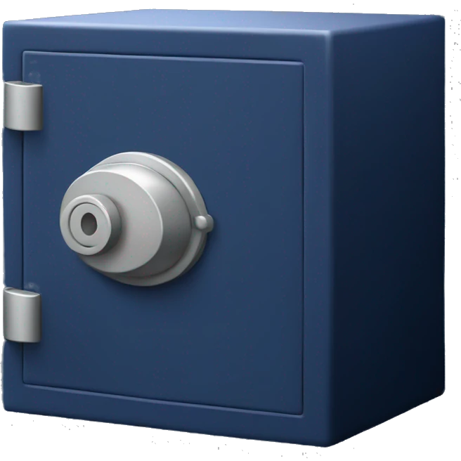 3d  isometric small safe in dark blue emoji