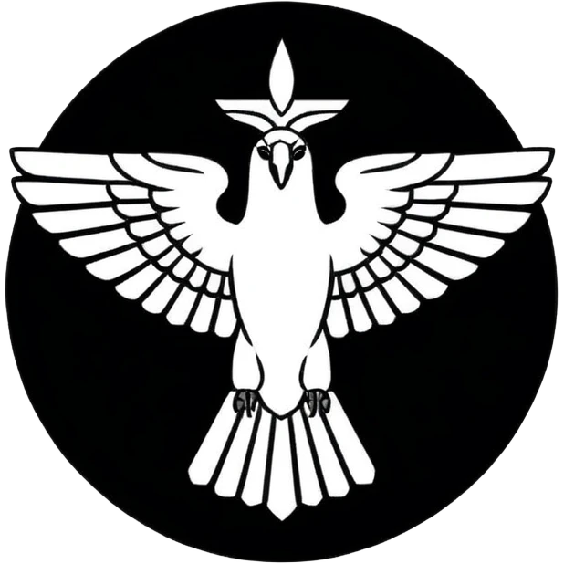 Minimalist black and white emblem emoji, inspired by the Faravahar symbol. Bio instagram  emoji