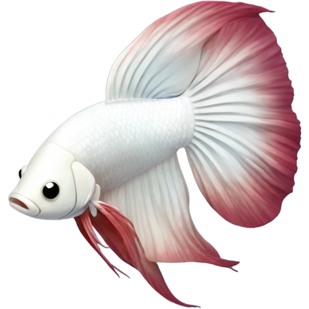 White betta fish with burghundy short fins, position: full profile emoji