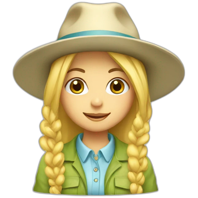 blonde gardener girl pretty with hat emoji