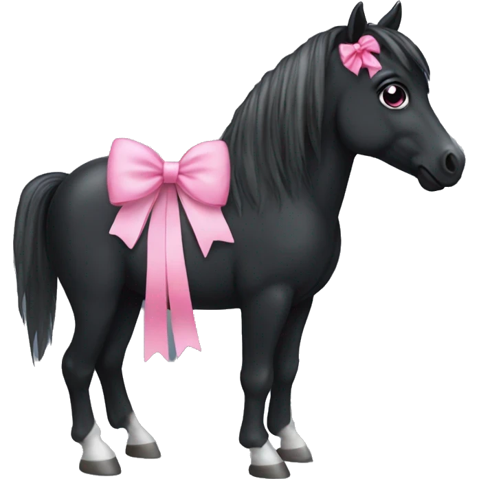 Black horse With a pink bow emoji
