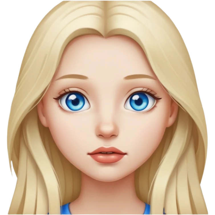 Girl with light long hair, blue eyes, piersing in lips emoji