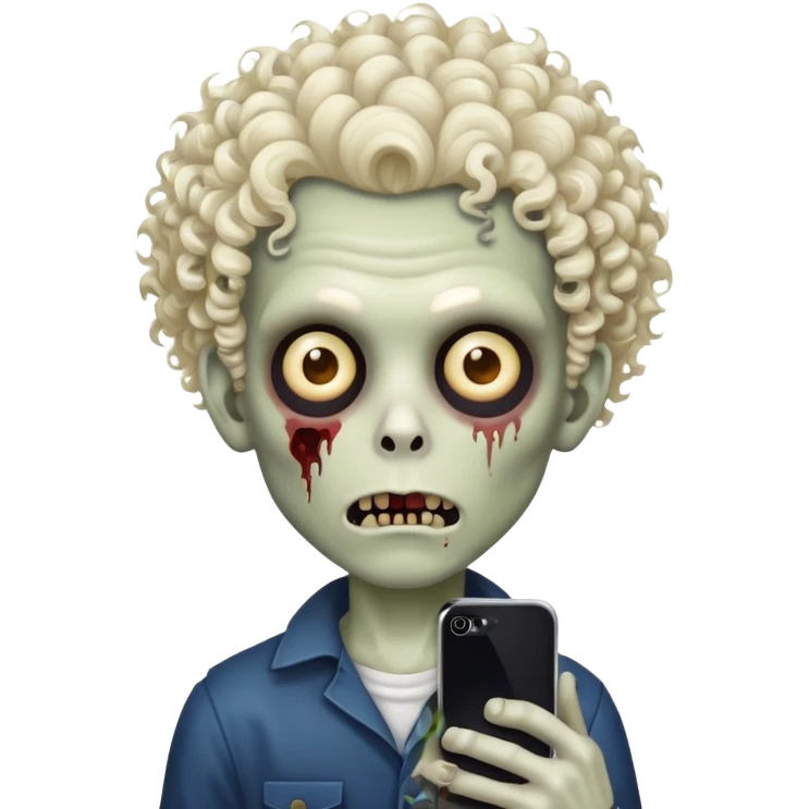 make a zombie boy with volumous curly hair emoji of iphone emoji