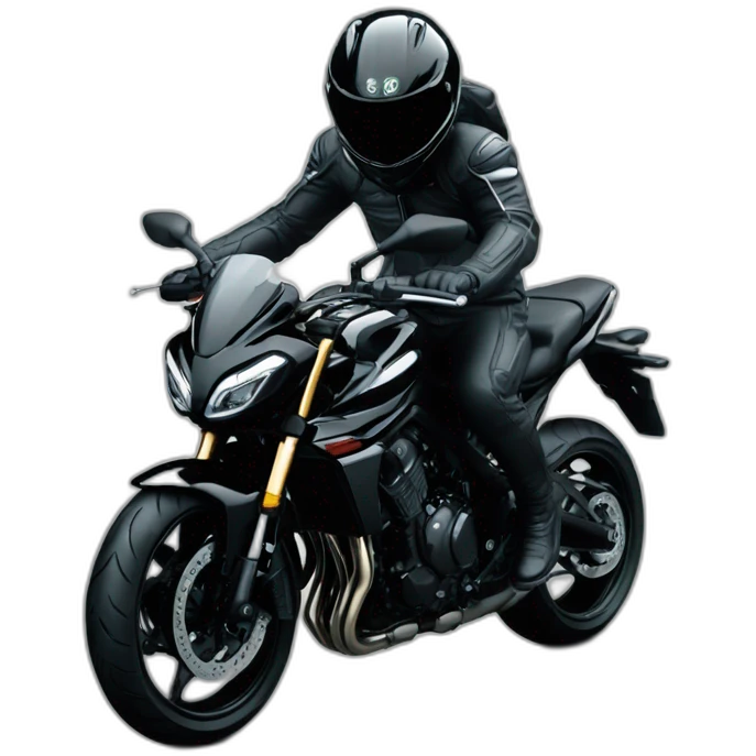 Un homme avec un casque sur une Kawasaki Z800 noir emoji