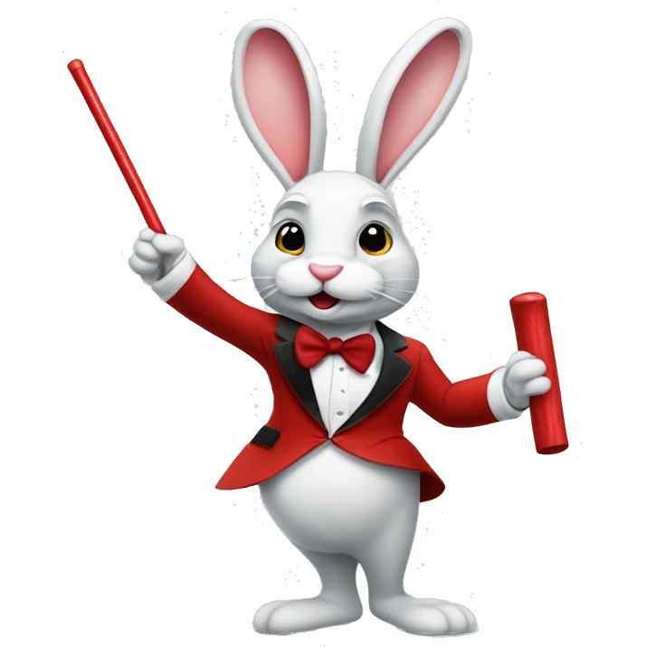 bunny dressed like hugh hefner twirling a red and white cane emoji