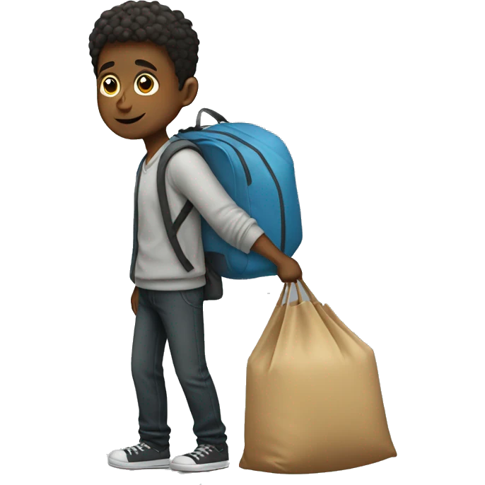 Boy with a big bag so full emoji