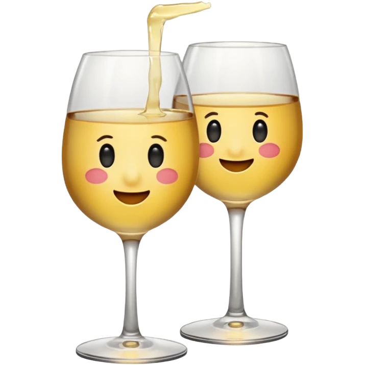 Blushing emoji with white wine emoji
