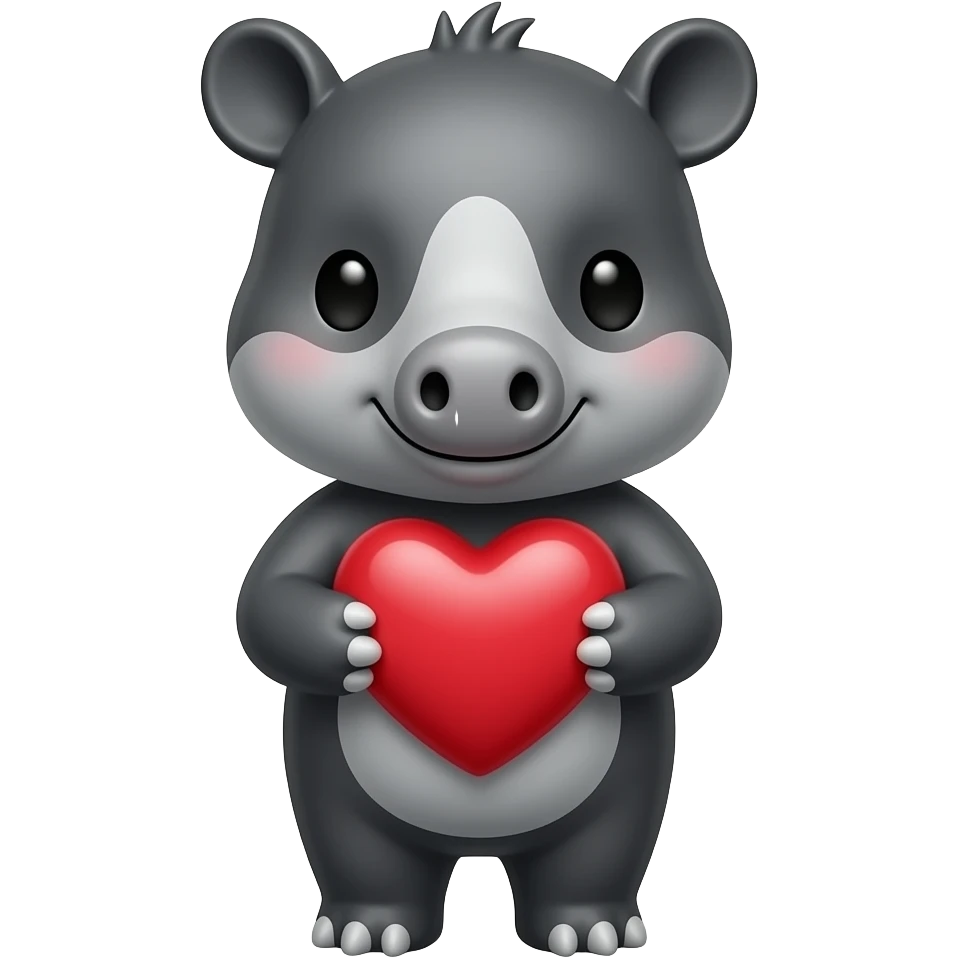 A cute tapir holding a heart emoji