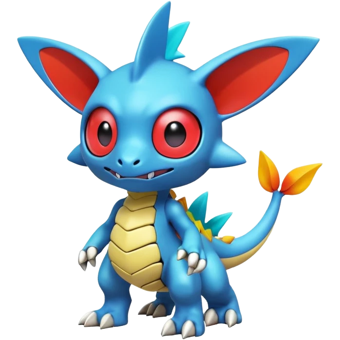 A 3D CGI model of a randomly-colored cool badass cute Fakémon-Pokémon-Digimon-Spectrobe-creature (full body) emoji