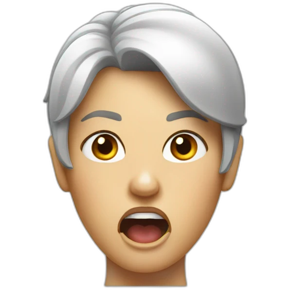 Lady, open mouth, angry look emoji