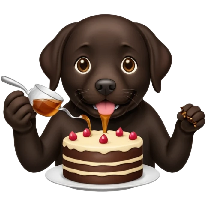 Cup of Tea cake black Labrador  emoji