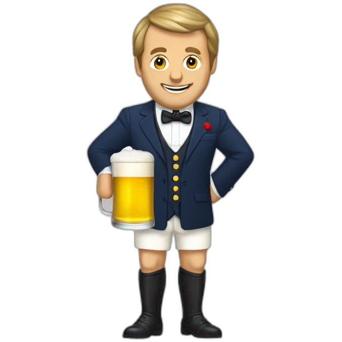 Macron buvants une bière emoji