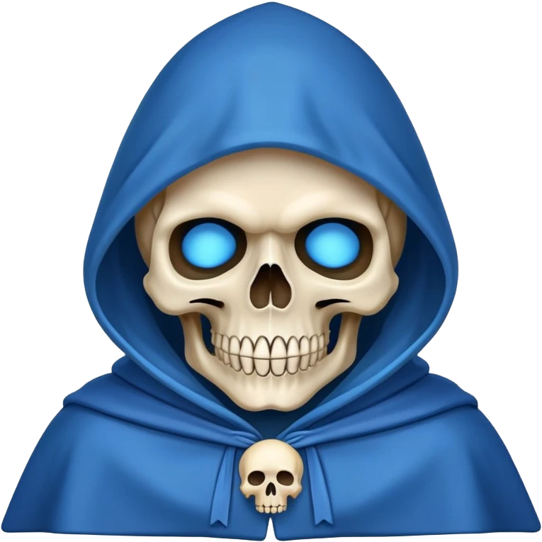 skull wearing blue hood and cloak emoji