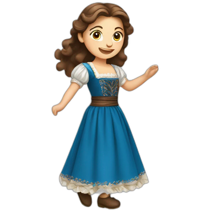The folk polish woman dance, blue eyes, brown hair emoji