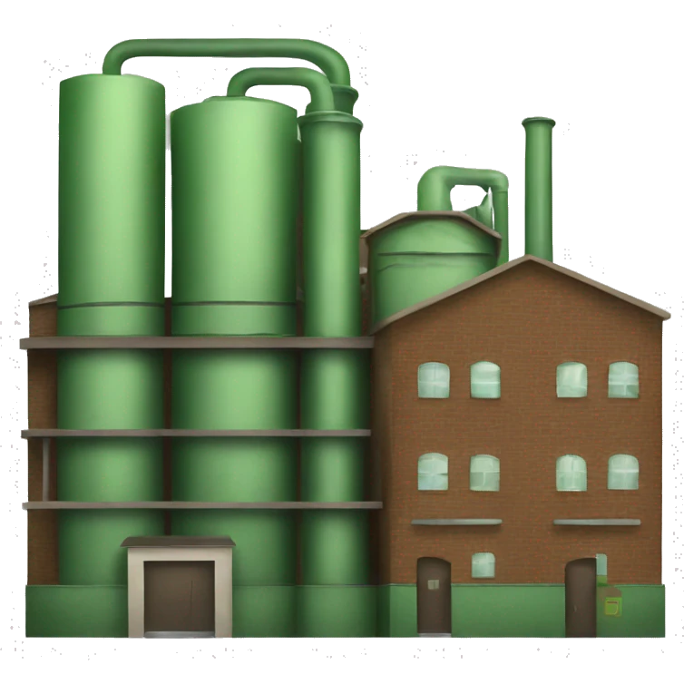 Green and brown factory emoji