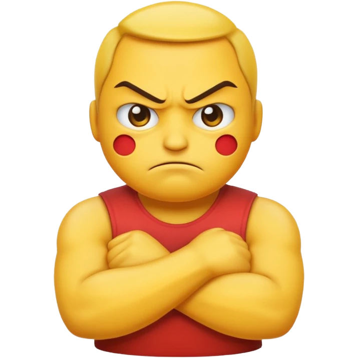 A mad emoji crossing its arms emoji