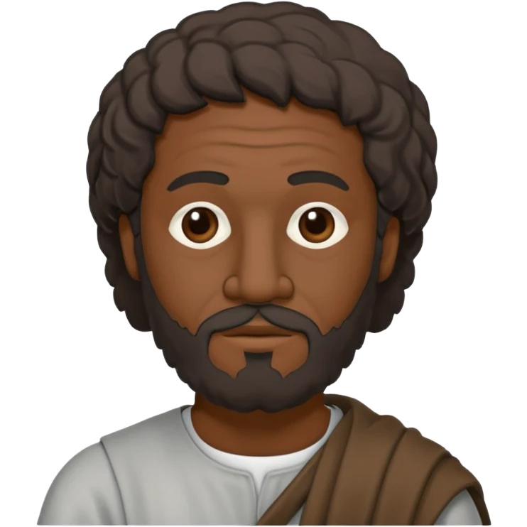 Aristotle as a black outline icon, no fill, hand-drawn look, recognizable philosopher features emoji