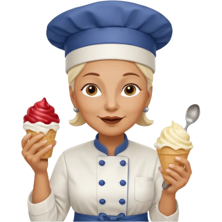 Old femaleChef trying multiple scoops of gelato emoji