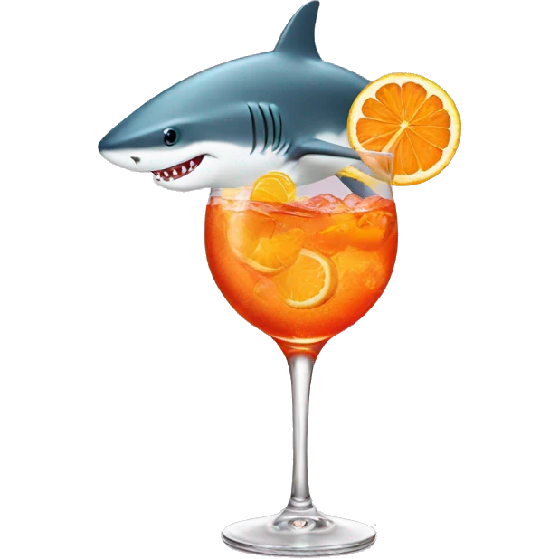shark holding an aperol spritz emoji