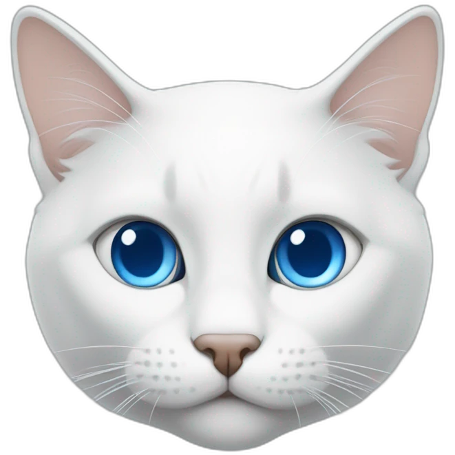 un gato blanco, ojos azules emoji