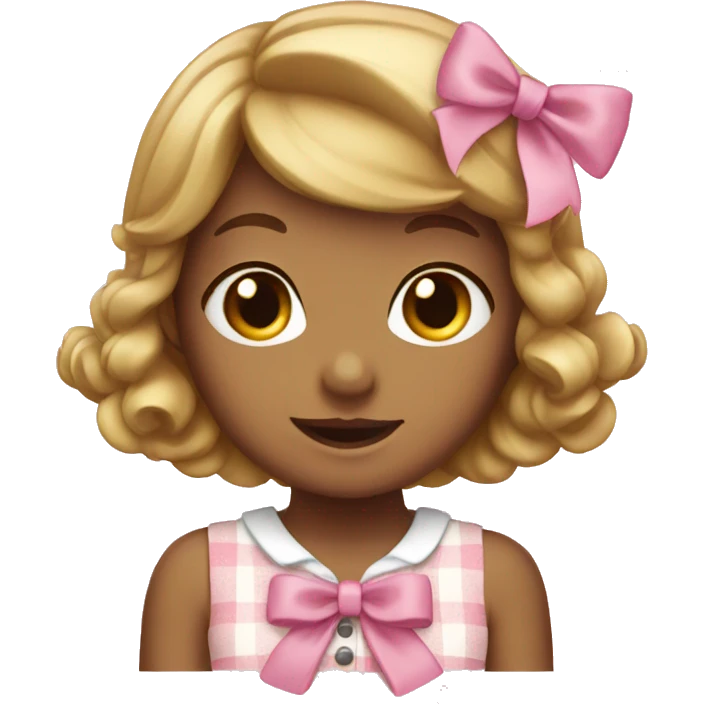 Cottage girl pink bow emoji