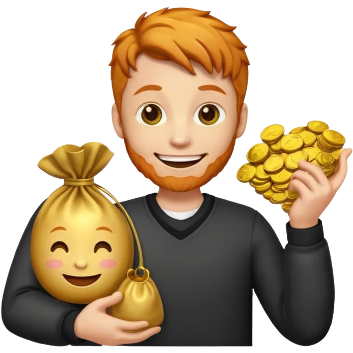 ginger emoji holding bag of gold  emoji