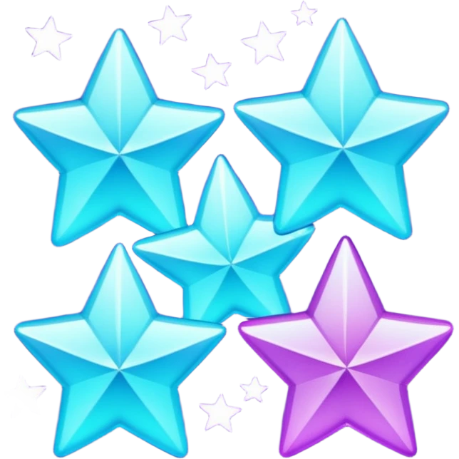 glitter purple and cian 3 stars emoji