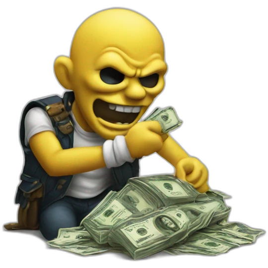 Eddie from Iron Maiden counting money emoji