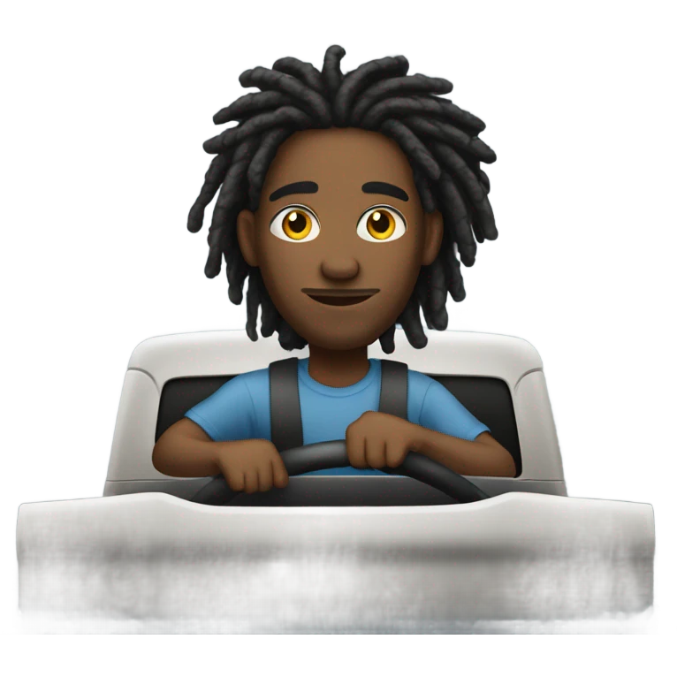 Black short man with dreads driving truck emoji