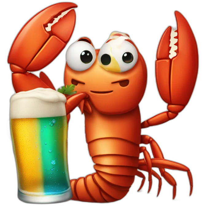 Lobster holding a beer emoji