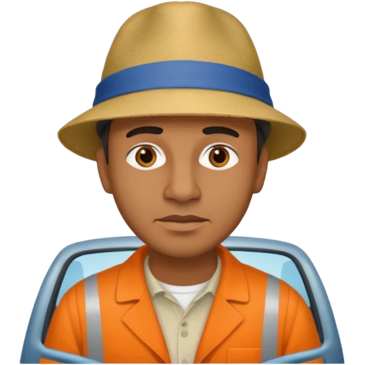 homme créole réunionnais  avec chapeau embouteillage route  emoji