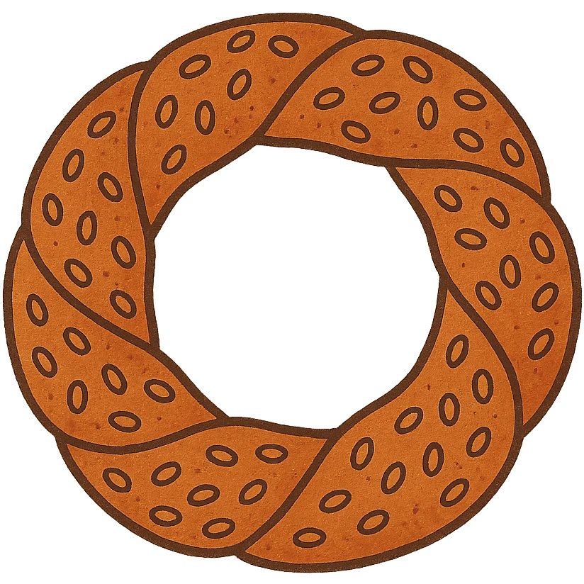a simit, the Turkish sesame bagel, cartoon style emoji
