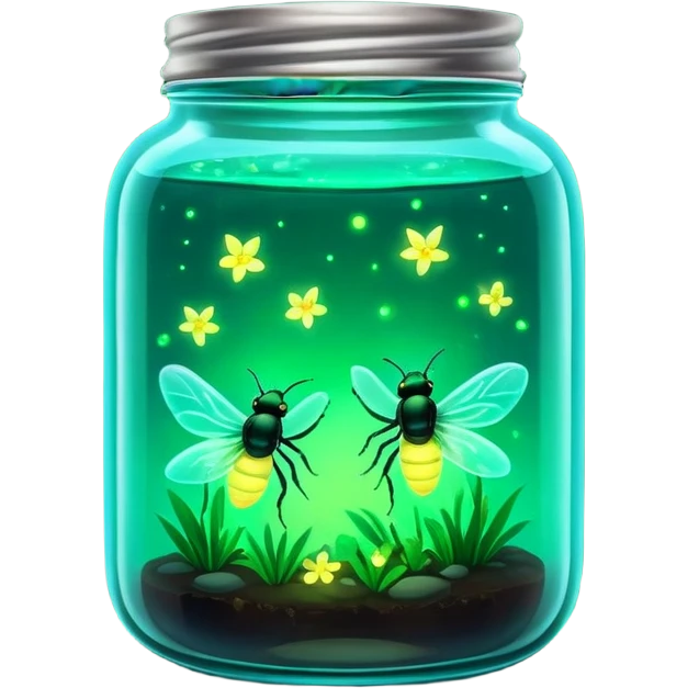 Two fireflies in a glass jar emoji