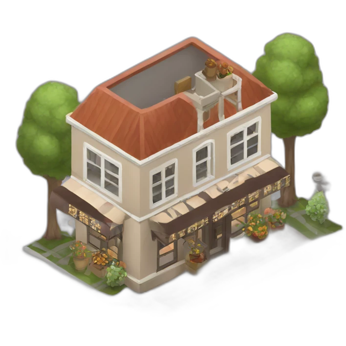 Circle Coffee house isometric emoji