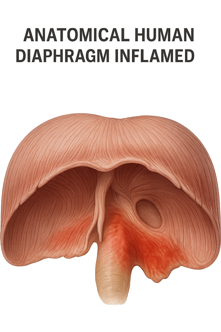 diaframma umano anatomico infiammato, isolato su sfondo bianco emoji